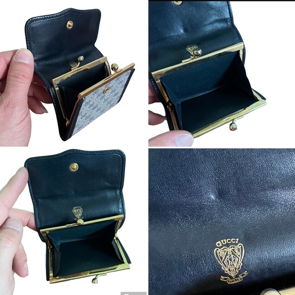 Gucci • 3pc Set Authentic Vintage Navy Blue Micro GG Handbag Purse Pouch Wallet - Picture 16 of 16
